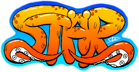 Octopus-style bubble graffiti art